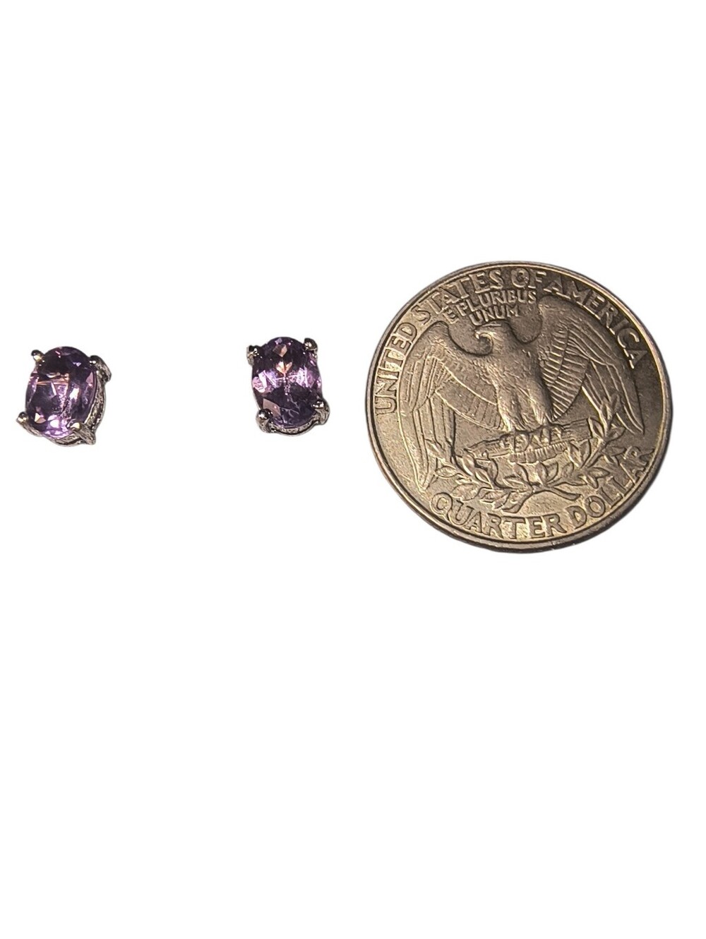 Faceted Purple Amethyst Gemstone And Sterling Silver Post Earrings - Picture 4 of 9